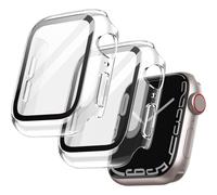 Estuche con protector de pantalla compatible con Apple Watch Series 8 7 45 mm, cubierta protectora general, pel?cula de vidrio templado incorporada de