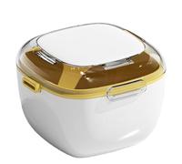 Estuche con soporte para retenedores: vaso para limpieza de dentaduras postizas, dimensión externa de 9,5 x 9,5 x 6,9 más peso neto de 101 g, construcción de piezas de polipropileno de acrilonitrilo b