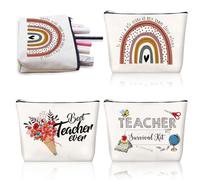 Estuche Cosmético con Cremallera para Profesoras, 3 Piezas Bolsa Tela Cremallera, Estuche de Lápices Plumier con Cremallera para Viajes, Almacenamiento