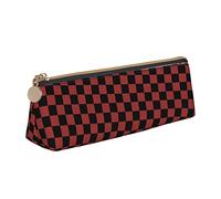 Estuche cuadrado a cuadros para lápices, estuche para bolígrafos para mujer, caja de transporte sencilla para adultos con cremallera suave, ligero y duradero para organizador de oficina, bolsa de alma
