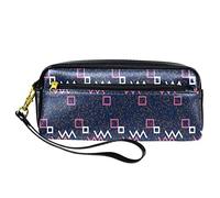 Estuche cuadrado abstracto con patrón geométrico para lápices, bolsa de piel sintética con cremallera para niños y niñas, suministros escolares y de oficina
