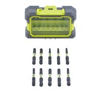 RYOBI - Juego de 10 Puntas de Atornillado Especial Impact ONE+ - Puntas Mixtas 50mm PH/PZ/TX - Inserción Rápida en la Cabeza del Tornillo - Zona de Torsión - Herramientas Duraderas - RAK10MSDI
