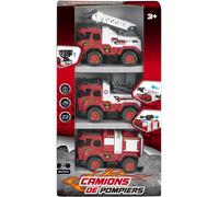 Estuche de 3 Camiones de Bombero Rojo y Blanco.