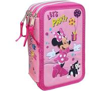Estuche de 3 compartimentos Minnie Mickey Mouse 3 Zip Niña Estuche Escuela Primaria Disney Estuche Elementario Bolsillo Cremallera Organizador Colores Carioca Lápices Marcadores Reglas Sacapuntas Goma