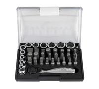 JBM 52198 - Pack de 38 set con vasos, puntas y carraca mini en estuche (1/4")