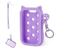 Estuche de Aerosol Desinfectante de Manos para, Funda Silicona con Llavero y Cuerda Colgar Accesorio Portátil para Power Mist/Glow Mist 30ml (Morado)