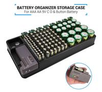 Estuche de almacenamiento de baterías de 98 compartimentos con comprobador.