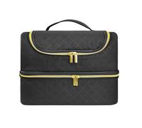 Estuche de almacenamiento de esmalte de uñas, bolsa organizadora de doble capa con separadores ajustables para 30 botellas, se adapta a lámpara de secadora de uñas, ideal para juego de manicura, Negro