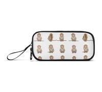 Estuche de almacenamiento de lápices de gran capacidad para adolescentes, estuche de transporte para oficina con asa, bonito mono Rhesus, macaco