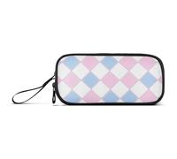 Estuche de almacenamiento de nailon cuadrado azul polvo, bolsa para lápices de alta capacidad, con cremallera grande, papelería escolar para niños de secundaria