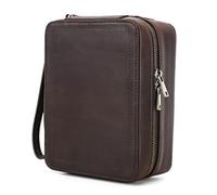 Estuche de almacenamiento multipropósito resistente de cuero y gafas con 2 compartimentos que son portátiles diariamente para hombres y mujeres