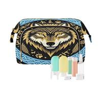 Estuche de almacenamiento para cosméticos, diseño de lobo nórdico, mitos nórdicos, bolsa de joyería para organizador de cosméticos