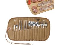 Estuche de almacenamiento para cubiertos, maletín para utensilios | Maletín de utensilios reutilizable,Bolsa de almacenamiento de vajilla colgante con múltiples compartimentos para exteriores