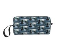 Estuche de almacenamiento portátil con diseño de chica sirena y barco pirata navegando en el mar, bolsa organizadora con cremallera para arreglos ordenados