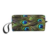 Estuche de almacenamiento portátil con estampado de pavo real fresco, bolsa organizadora con cremallera para arreglos ordenados