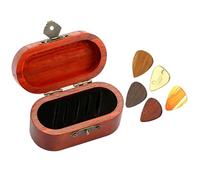 Estuche de almacenamiento portátil para púas de guitarra con 5 púas de guitarra, caja de madera para guitarristas principiantes