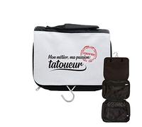 Estuche de aseo de viaje para colgar arte de la pasión tatuador, Negro , talla única