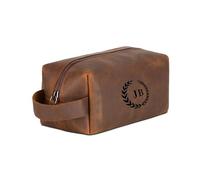 Estuche de aseo personalizado de cuero de alta calidad, kit de aseo hecho a mano, kit doble para hombre y mujer, estuche de aseo de viaje de alta calidad, Tobaco oscuro, Bolsa de aseo
