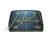 Estuche de belleza portátil con estampado amarillo de fórmula matemática, bolsa de viaje compacta con ranuras interiores organizadas para uso diario, Silver, One Size