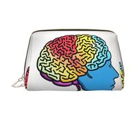 Estuche de belleza portátil con estampado de cerebro izquierdo y derecho, bolsa de viaje compacta con ranuras interiores organizadas para uso diario, Gold, One Size