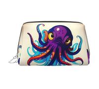 Estuche de belleza portátil con estampado de pulpo, bolsa de viaje compacta con ranuras interiores organizadas para uso diario, Silver, One Size