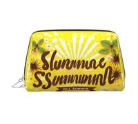 Estuche de belleza portátil con fondo amarillo con estampado Hello Sunshine, bolsa de viaje compacta con ranuras interiores organizadas para uso diario, Silver, One Size