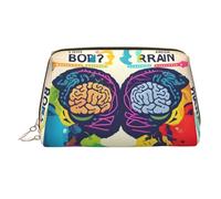 Estuche de belleza portátil con impresión de ventaja del cerebro izquierdo y derecho, bolsa de viaje compacta con ranuras interiores organizadas para uso diario, Gold, One Size