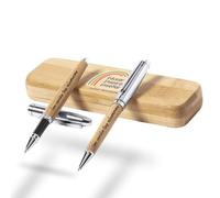 Estuche de Bolígrafos Personalizados Profesores | Regalo Original | Bolígrafos de Bambú con Nombre | Regalo de Graduación, Jubilación, Profesores, Día del Padre (Educar, inspirar, enseñar)