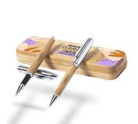 Estuche de Bolígrafos Personalizados Profesores | Regalo Original | Bolígrafos de Bambú con Nombre | Regalo de Graduación, Jubilación, Profesores, Día del Padre (Uno de mis mejores profes)