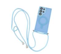 Estuche de Carga inalámbrica con cordón Ajustable y Correa Cruzada para Samsung S25, S23, S24 Ultra y S22 Plus, Protector de Lente, Azul Cielo, para S23 Plus