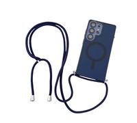 Estuche de Carga inalámbrica con cordón Ajustable y Correa Cruzada para Samsung S25, S23, S24 Ultra y S22 Plus, Protector de Lente, Azul N, para S25 Plus