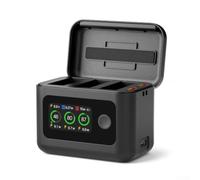 Estuche de carga rápida de 27 W para DJI para osmo Pocket 4 con pantalla LED - Hub de alimentación portátil para almacenamiento de batería y tarjeta TF - Caja de viaje ABS negra