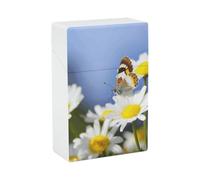 Estuche de cigarrillos de plástico resistente al agua, rígido y personalizado con diseño de mariposa sobre margarita. Novedades para papá y esposo.