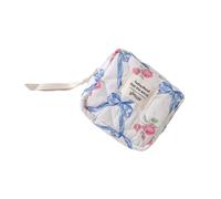 Estuche de cosméticos compacto floral con separadores interiores, tela de polialgodón resistente para organización esencial diaria, bonita bolsa de almacenamiento de maquillaje para niñas, Blue, Talla