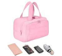 Estuche de cosméticos con asa, bolsa de maquillaje grande, bolsa organizadora de viaje con compartimentos, bolsa de maquillaje resistente, organizador de cosméticos de maquillaje hinchado, bolsa de