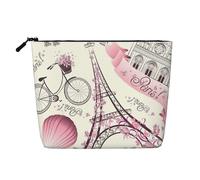 Estuche de cosméticos de viaje con diseño de torre de París, cáñamo falso, gran capacidad, con cremallera, resistente al agua, organizador diario