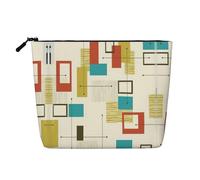 Estuche de cosméticos portátil moderno de mediados de siglo, cáñamo falso, bolsa de maquillaje grande, resistente al agua, bolsa de aseo de viaje