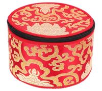 Estuche de Cremallera Algodón Cuenco para Rojo Tibetano | Bordado Hecho a Mano, Superficie Lisa, Uso como Base, Formato para Cuenco de Sonido
