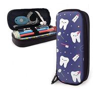 Estuche de cuero azul para lápices de tela dental para pasta de dientes, organizador de escritorio de gran capacidad con cremallera, bolsa para lápices para adultos y niños Mi, color,