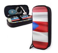 Estuche de cuero con diseño de bandera de Puerto Rico, gran capacidad, bolsa divertida de gran capacidad para niño, color, 5.0cm*10.5cm*20.5cm, Estuche para lápices