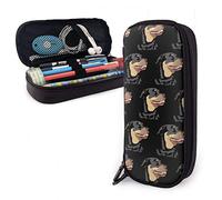 Estuche de cuero con patrón de cabeza rottweiler, organizador de papelería duradero, bolsa de lápices de gran capacidad para niños y estudiantes, color, 5.0cm*10.5cm*20.5cm, Estuche para lápices