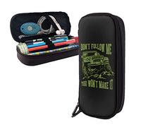 Estuche de cuero con texto en inglés "You Can Go FastBut I Can Drive Anywhere" de gran capacidad, bolsa para lápices, organizador de papelería con caja de almacenamiento con cremallera