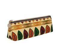 Estuche de cuero de alta capacidad con estampado tradicional africano de estilo bohemio, 8.3 x 2.2 x 2.4 pulgadas, organización de maquillaje para viajes escolares