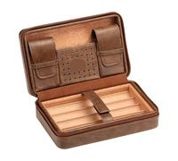Estuche de cuero for puros, humidor viaje, soporte for 4 tubos, accesorios portátiles Para Almacenamiento(Color1)
