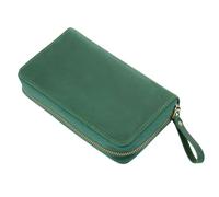 Estuche de cuero genuino con múltiples compartimentos, planificador de herramientas de escritura tradicional de moda con acabado oxidativo, soporte para lápices de piel auténtica