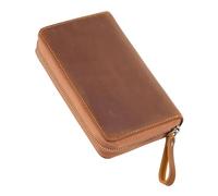 Estuche de cuero genuino con múltiples compartimentos, planificador de herramientas de escritura tradicional de moda con acabado oxidativo, soporte para lápices de piel auténtica