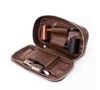 Estuche de cuero genuino for tabaco, bolsa piel vaca pura, for pipa, plegable hecha a mano for fumar