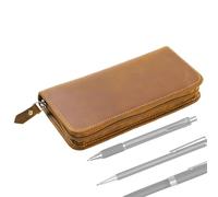 Estuche de Cuero para Bolígrafos Bolsa Organizadora Vintage con 3 Ranuras
