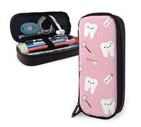 Estuche de cuero para lápices dentales de tela para pasta de dientes rosa con cremallera, bolsa divertida de alta capacidad para mujeres y niñas, color, 5.0cm*10.5cm*20.5cm, Estuche para lápices