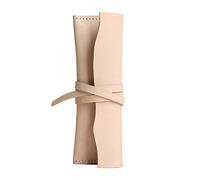 Estuche de Cuero para lápices, Estuche de Piel con Cremallera Beige 18,7x6,3x2 cm